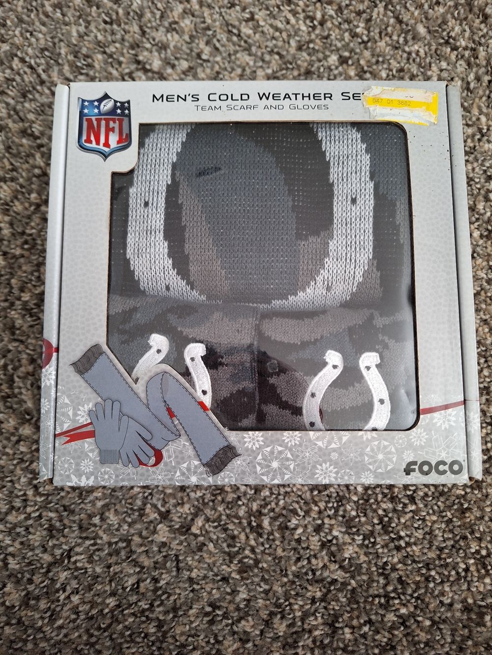 NFL Gray and White Colts Scarf & Gloves Set